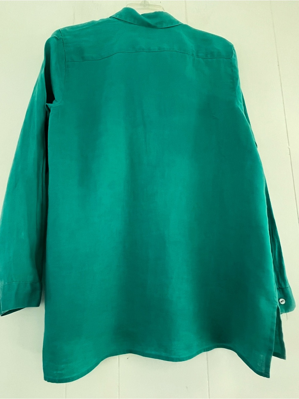 J. Jill Love Linen Essential Shirt Turquoise Blue Green 100% Linen Size Medium - Picture 11 of 14